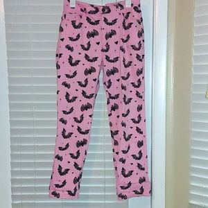 Dolls Kill The Grave Girls Pink High Waisted Jeans/Pants with Bats